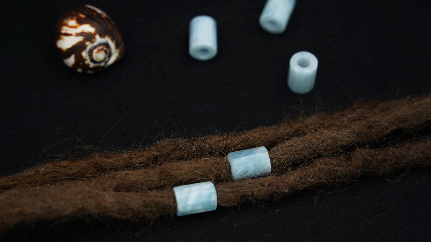 Aquamarin Dreadlockperlen – Tube (2er-Set)
