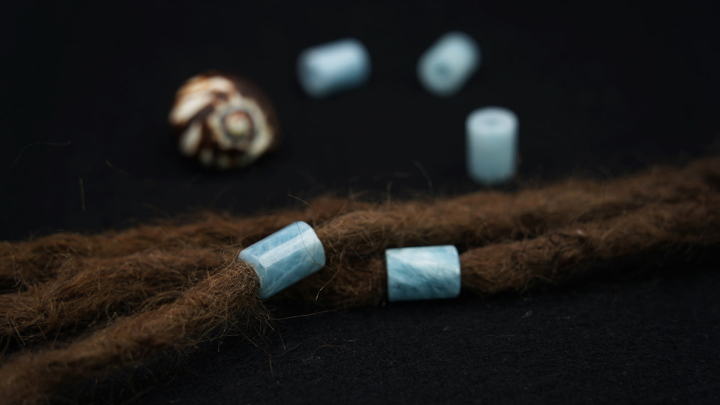 Aquamarin Dreadlockperlen – Tube (2er-Set)