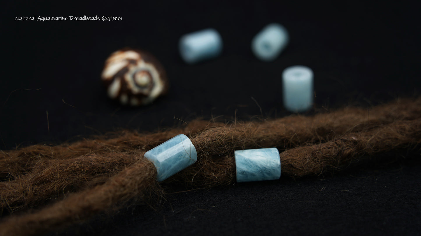 Aquamarin Dreadlockperlen – Tube (2er-Set)