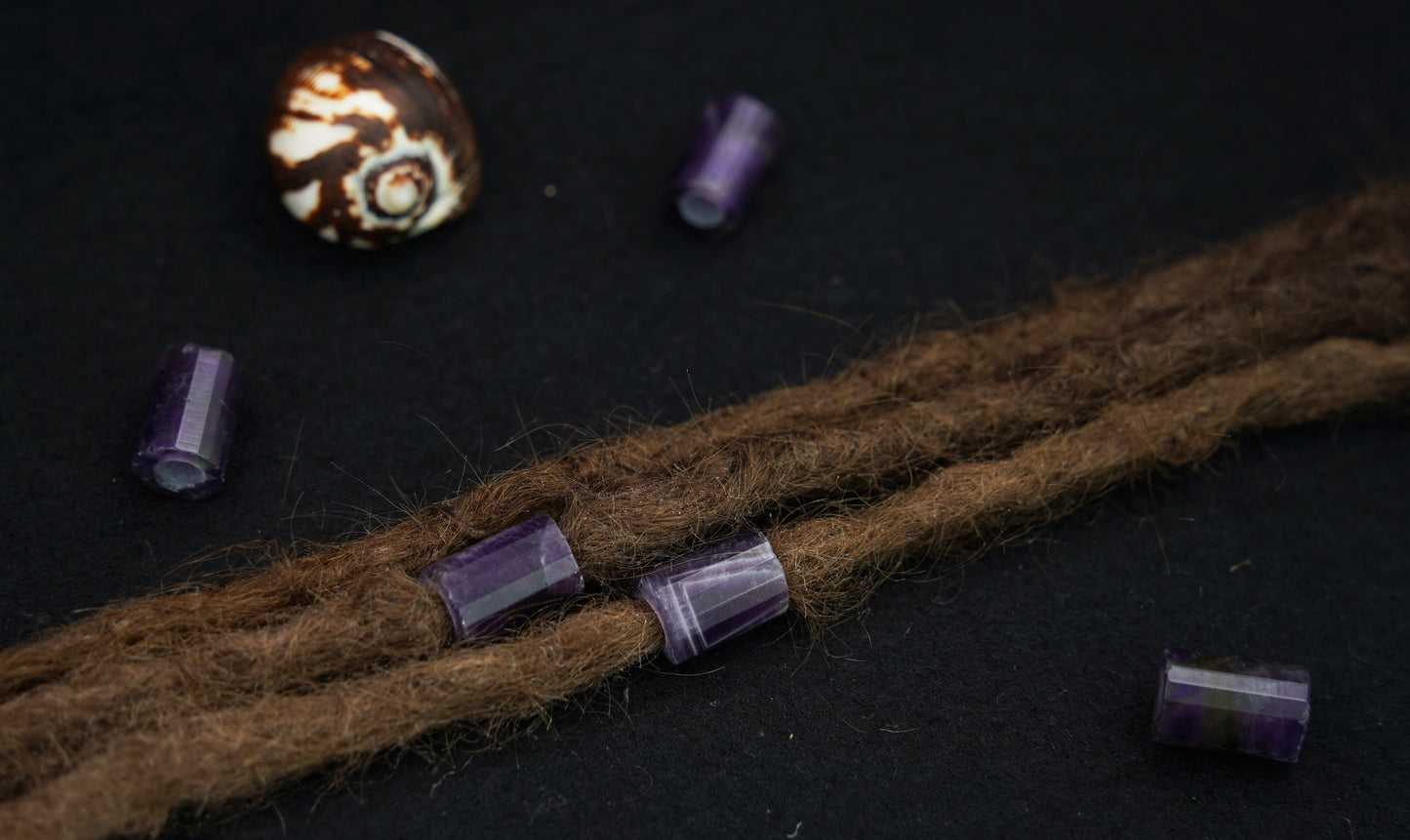 Amethyst Dreadlockperlen – Tube (2er-Set)