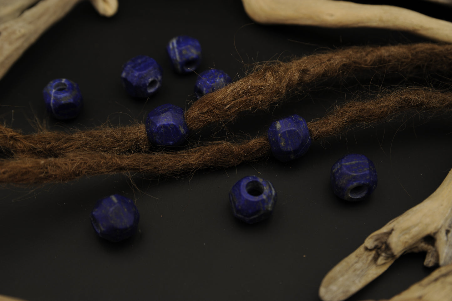Lapislazuli Dreadlockperlen – Kugel (2er-Set)