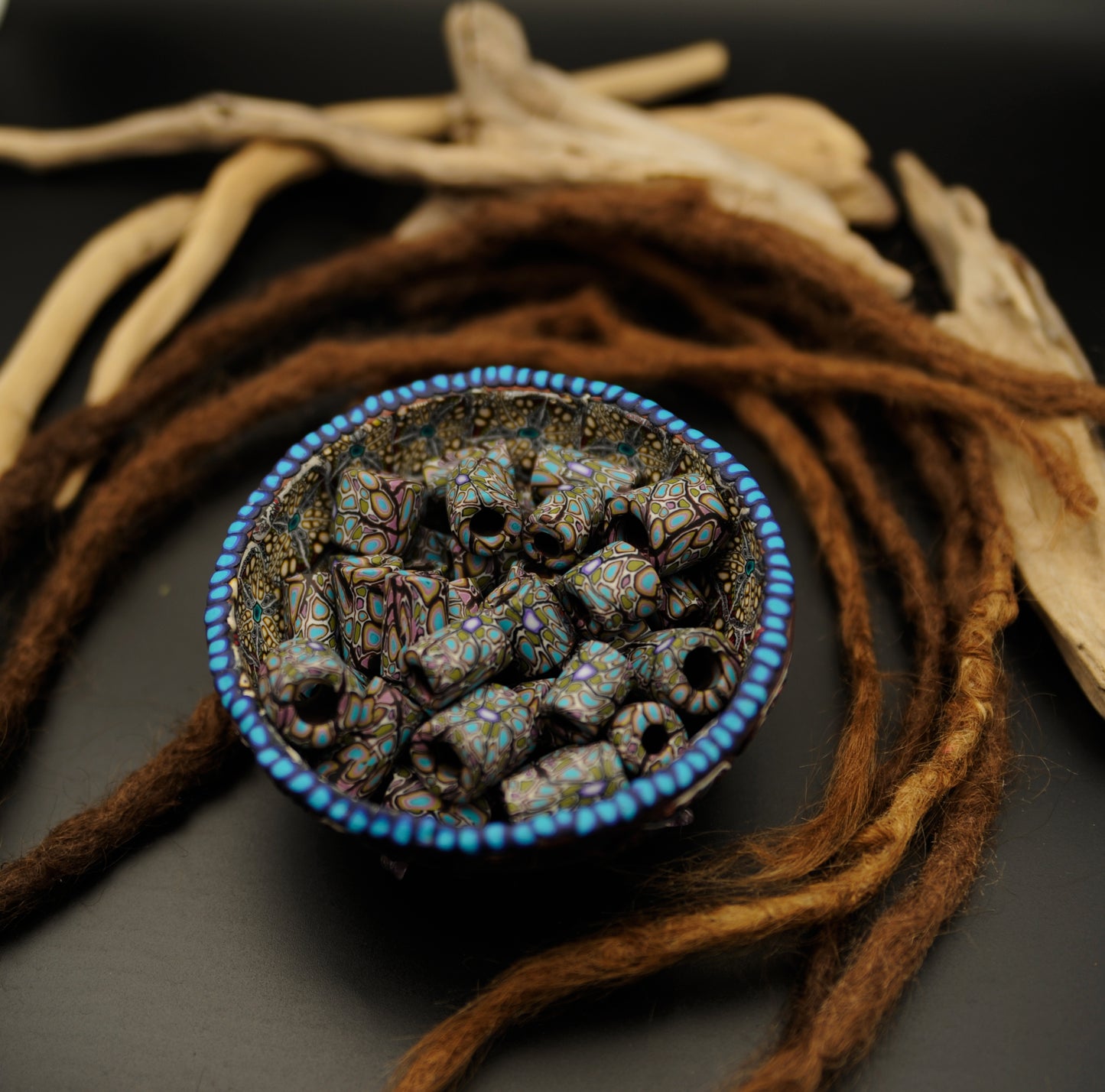 Mystic Mosaic – handgefertigte Fimonacci Dreadbead