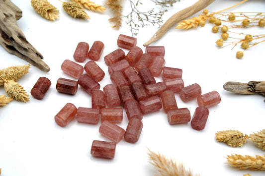 Erdbeerquarz Dreadlockperlen – Tube (2er-Set)