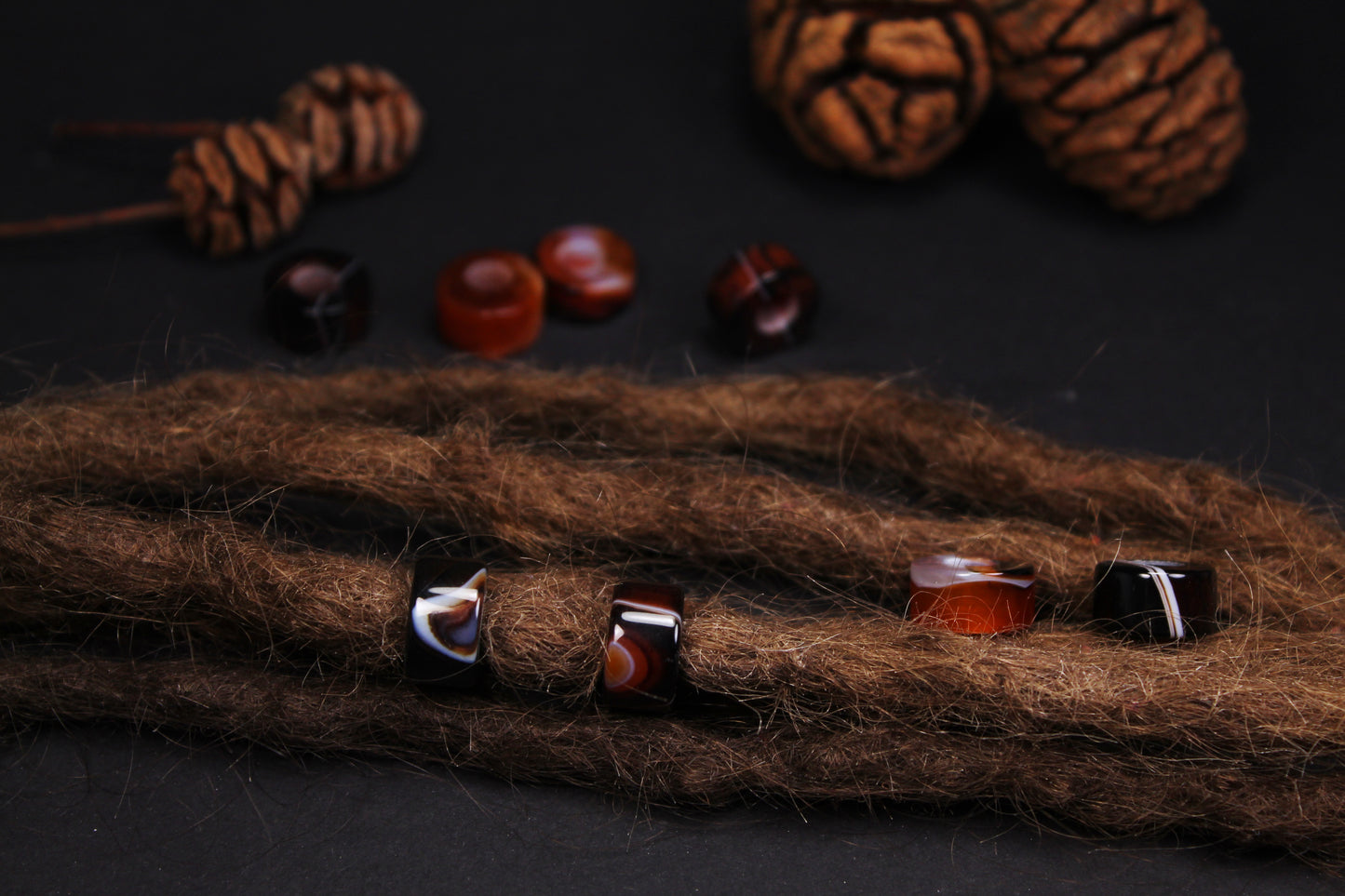 Achat Dreadlockperlen – Walze (2er-Set)