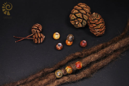 Picasso Jaspis Dreadlockperlen – Kugel (2er-Set)