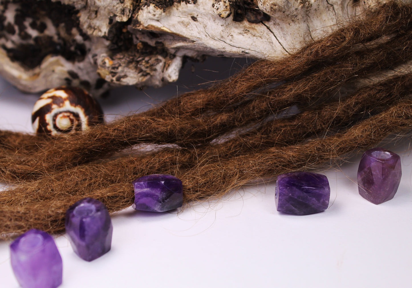 Amethyst Dreadlockperlen – Cuboid (2er-Set)