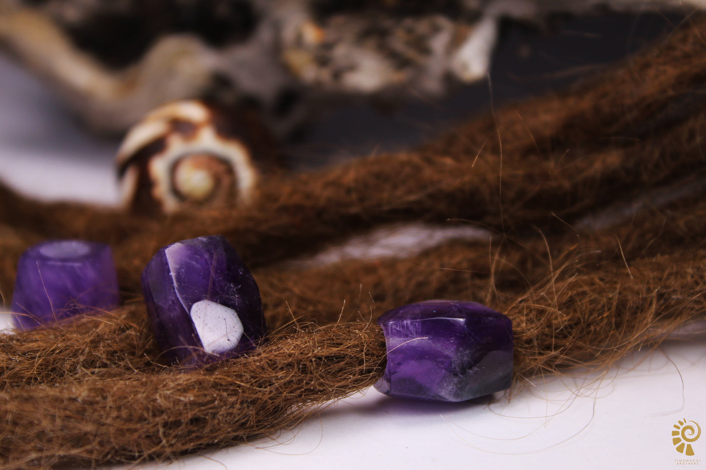 Amethyst Dreadlockperlen – Cuboid (2er-Set)