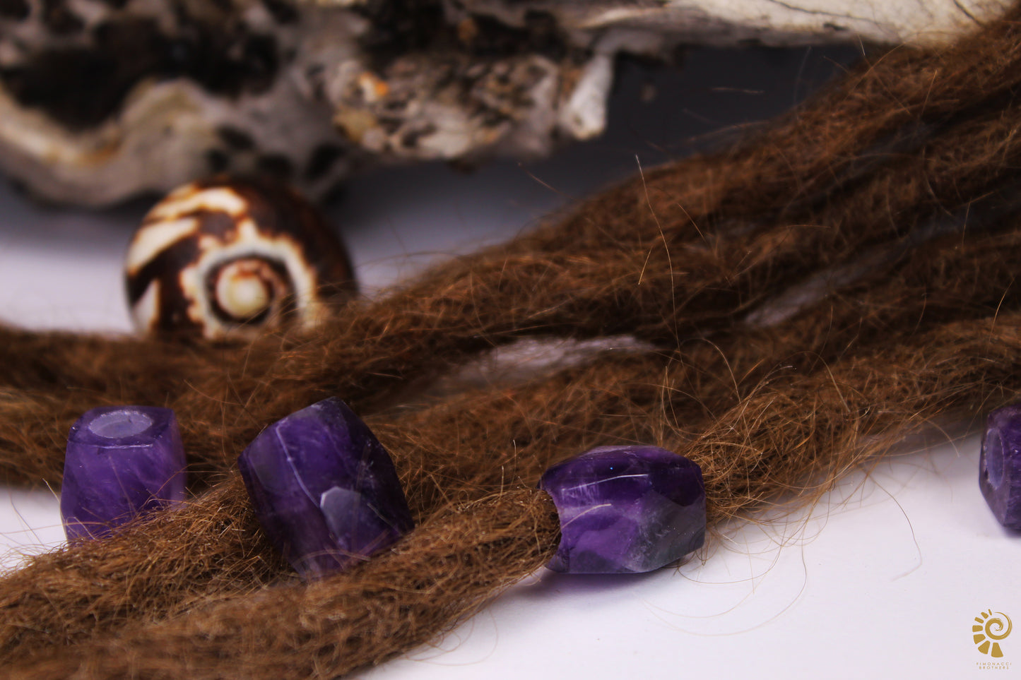 Amethyst Dreadlockperlen – Cuboid (2er-Set)