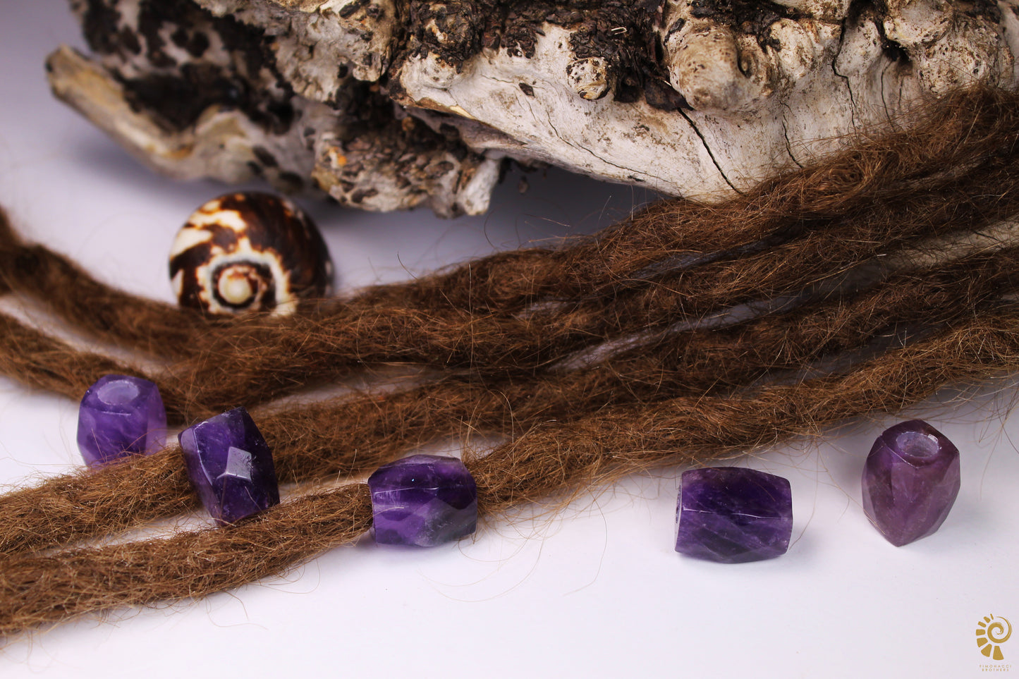Amethyst Dreadlockperlen – Cuboid (2er-Set)