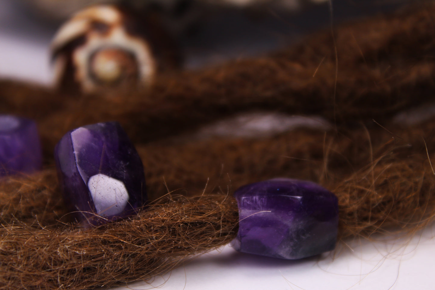Amethyst Dreadlockperlen – Cuboid (2er-Set)