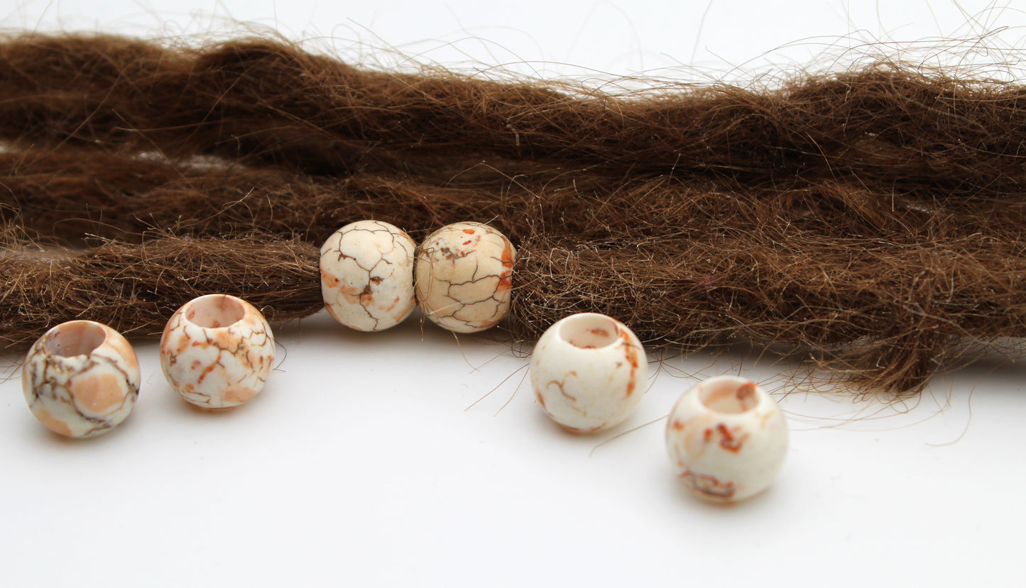 Magnesit Dreadlockperlen – Kugel (2er-Set)