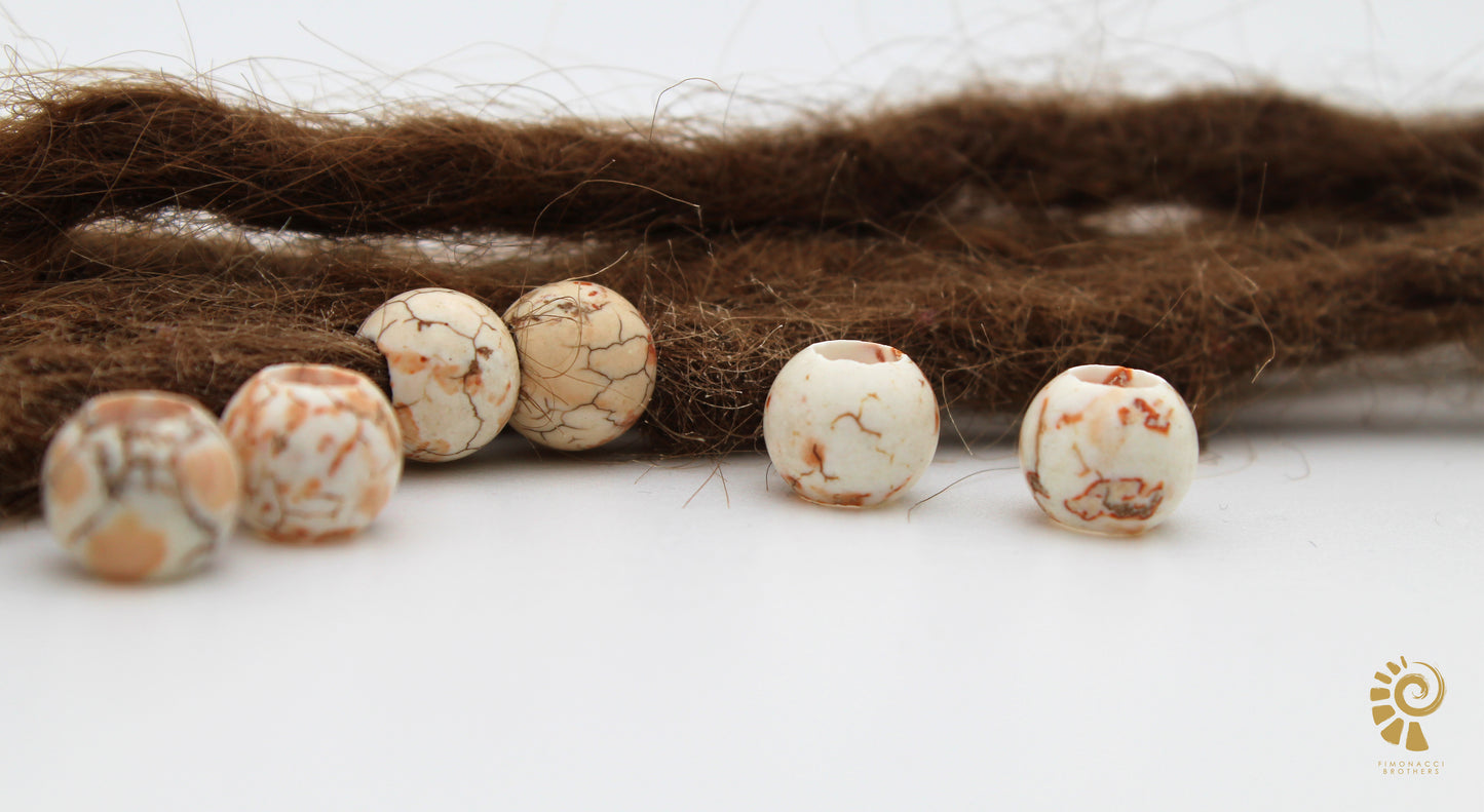 Magnesit Dreadlockperlen – Kugel (2er-Set)