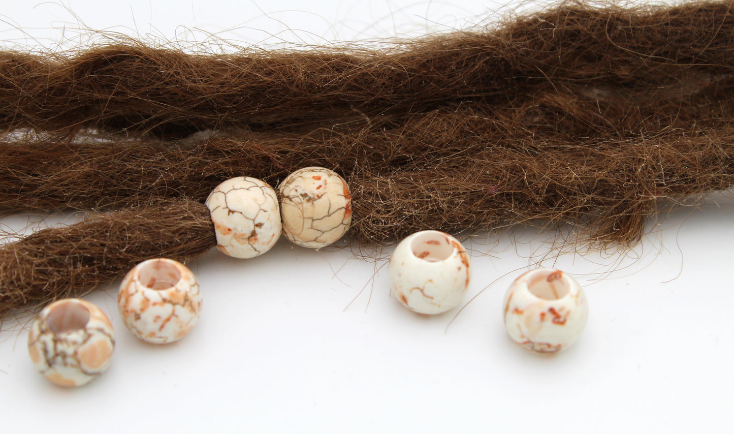 Magnesit Dreadlockperlen – Kugel (2er-Set)