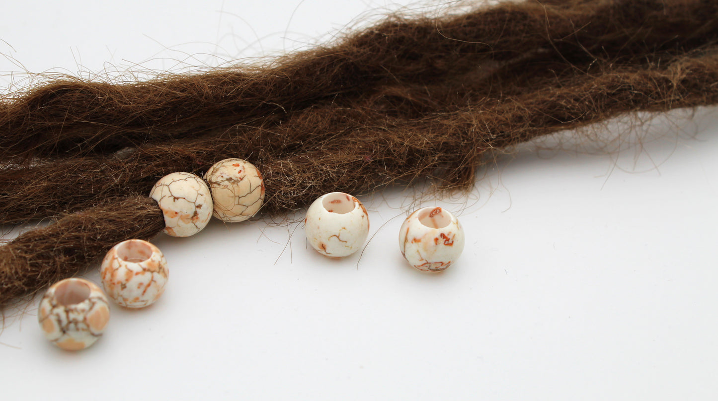 Magnesit Dreadlockperlen – Kugel (2er-Set)