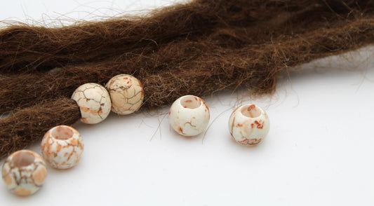 Magnesit Dreadlockperlen – Kugel (2er-Set)