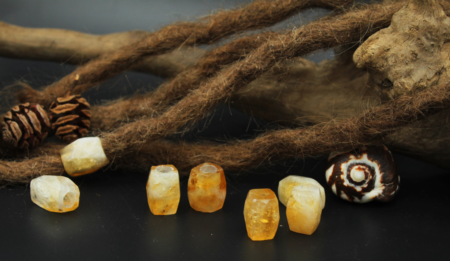 Citrin Dreadlockperlen – Cuboid (2er-Set)