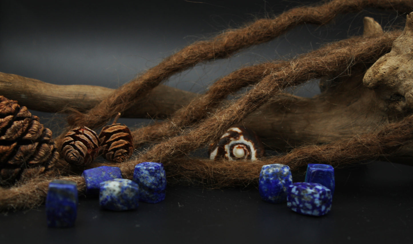 Lapislazuli Dreadlockperlen – Cuboid (2er-Set)