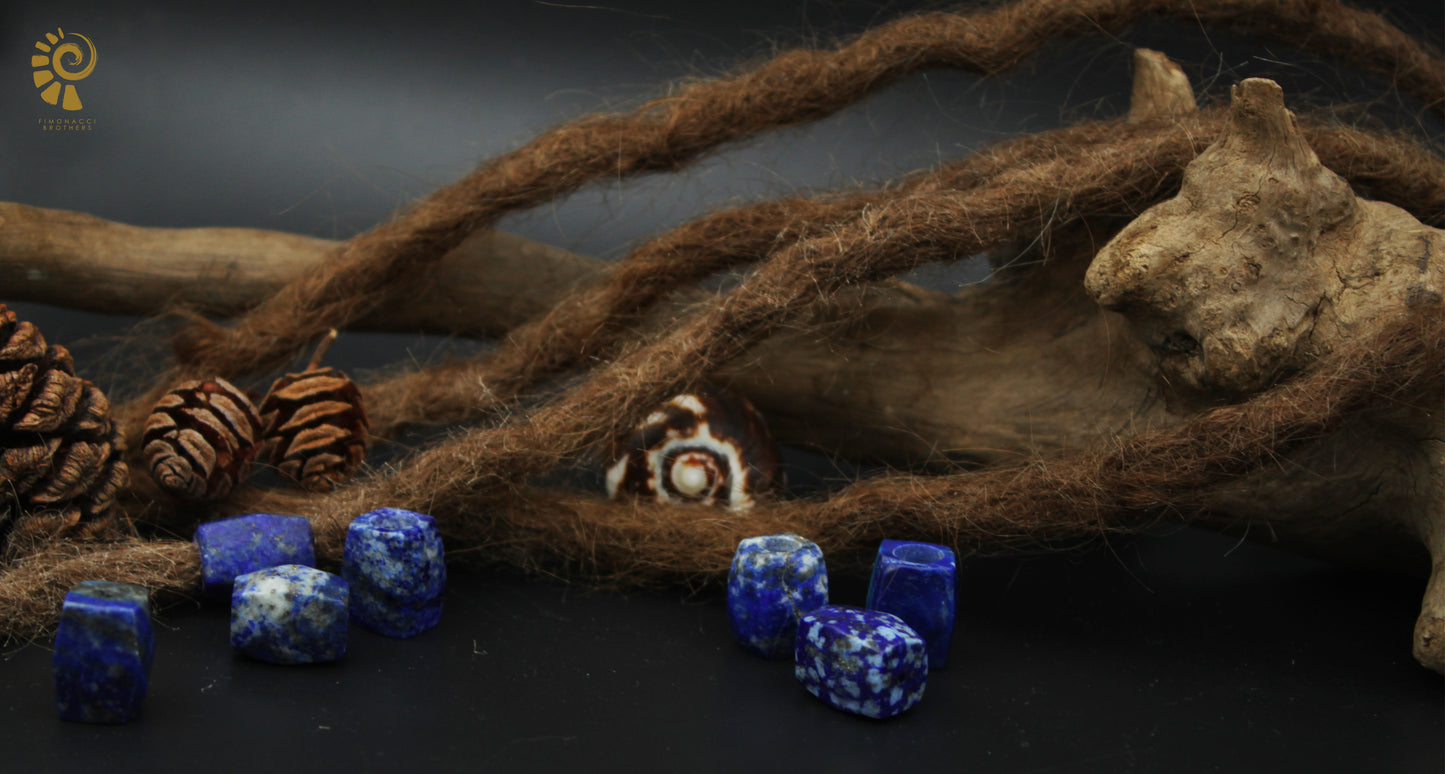 Lapislazuli Dreadlockperlen – Cuboid (2er-Set)