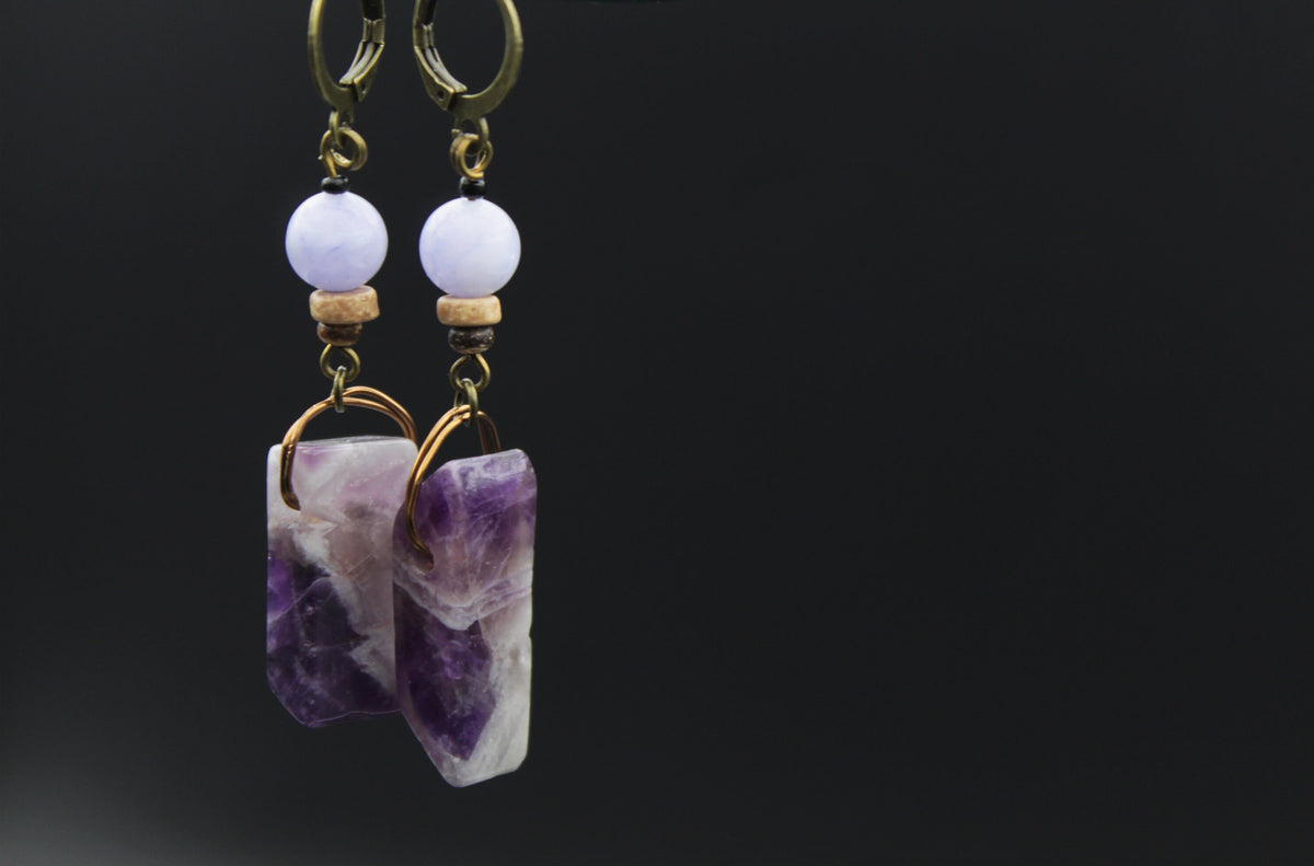 Amethyst Ohrringe mit großem Stein – Ansicht 8