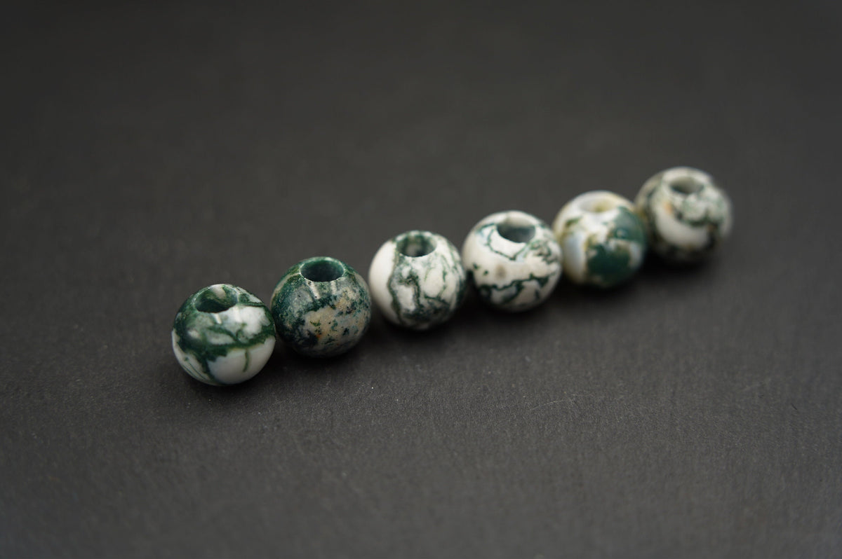 Round Tree Agate Dread Beads – Set of 2, Ø 12 or 14 mm – view 4