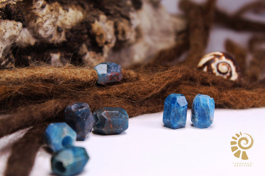 Faceted Blue Apatite Dread Beads – Set of 2, 13 × 18 mm – view 2