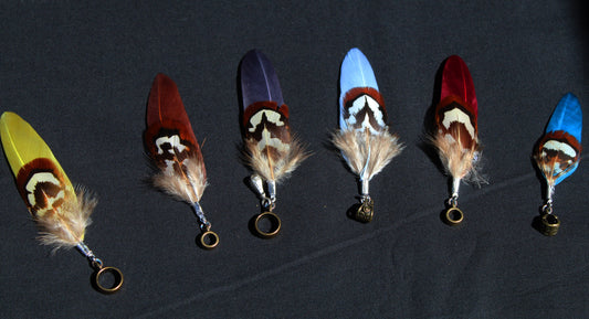 Dreadlock Feather Pendant in 6 Colours – Goose Feather with Pheasant Cover Feather – view 2