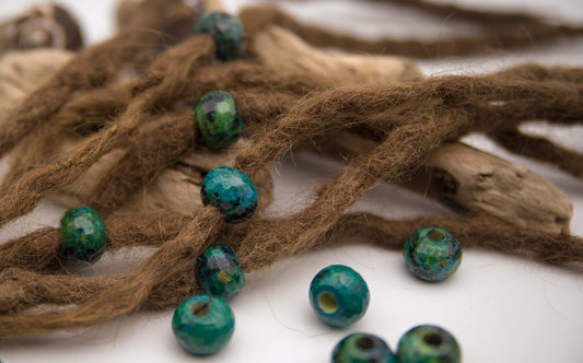 Dark Green Serpentine Dread Beads – Set of 2, 18 × 13 mm – view 2