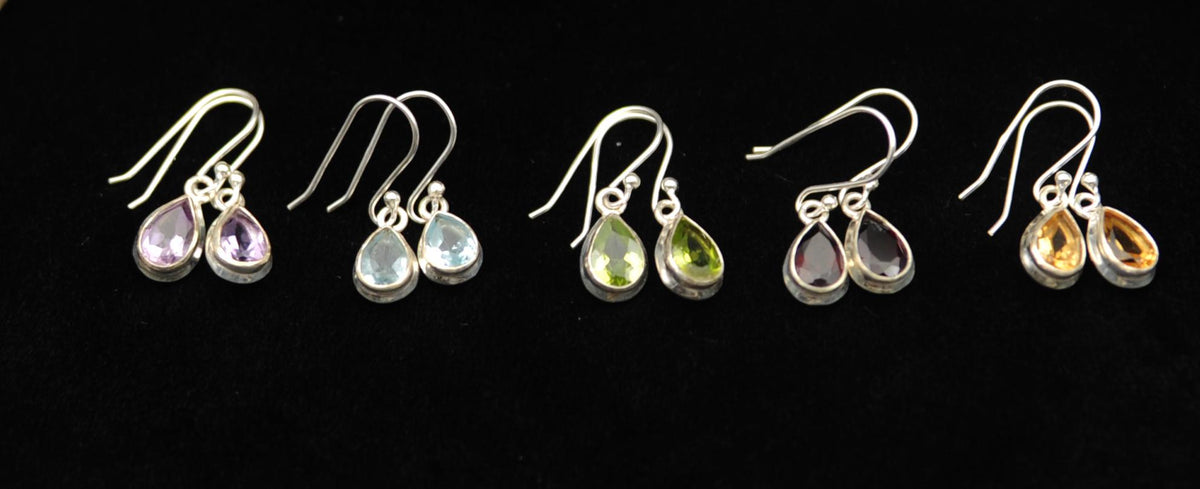 925 Silber Ohrringe mit Edelstein in Tropfenform – Ansicht 7