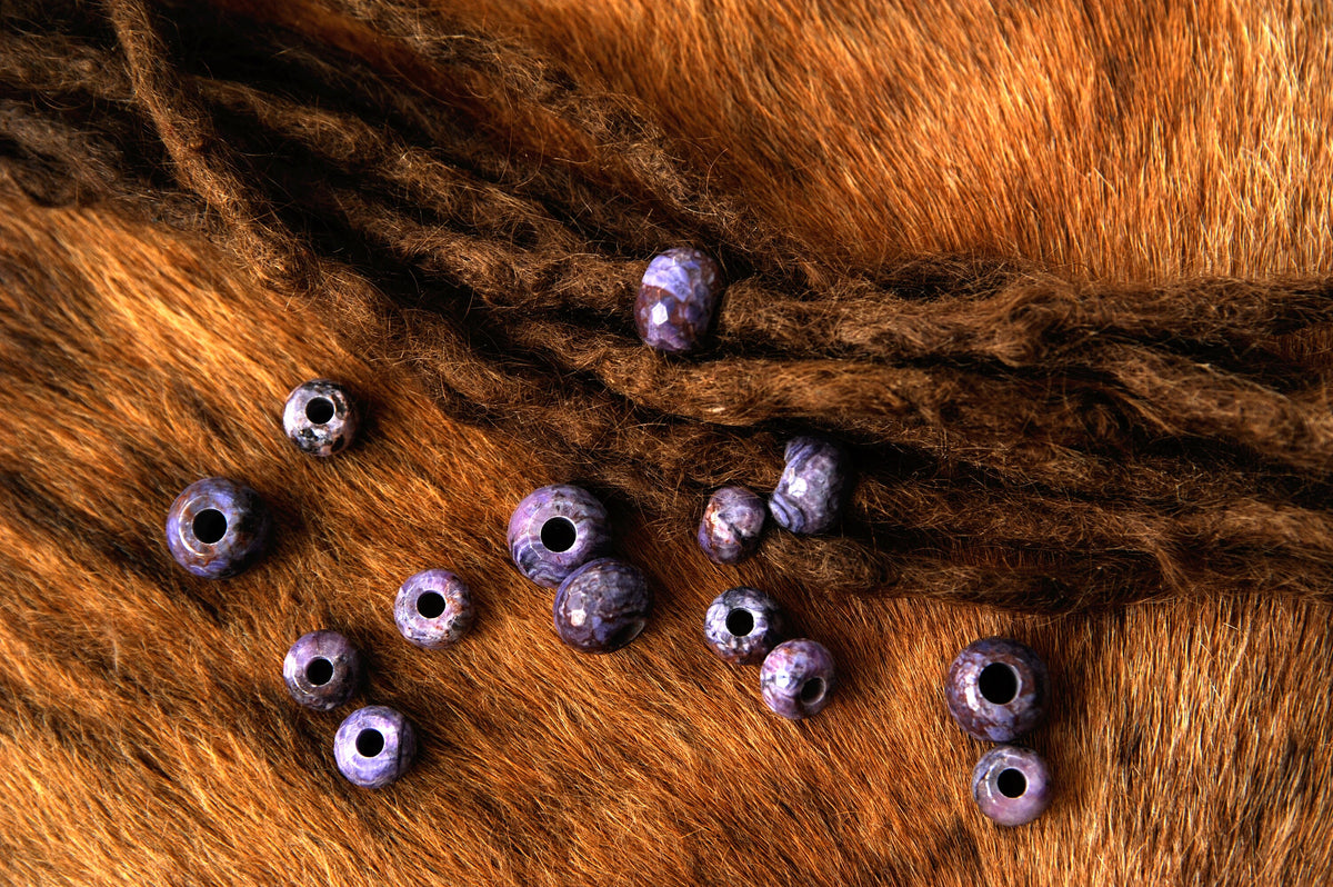 Violet Agate Dread Beads – Set of 2, Small or Large – view 6