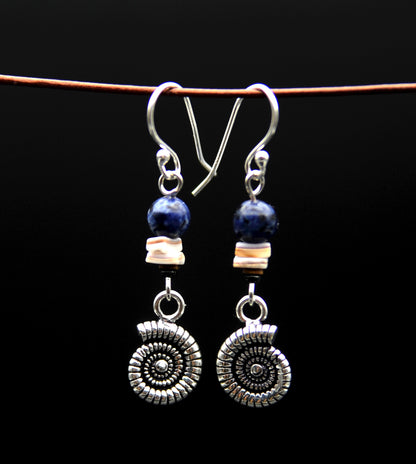 Blue Ammonite – Ohrringe aus 925 Silber mit Lapislazuli – Ansicht 6