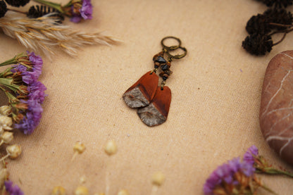 Pine Cone Earrings with Tiger's Eye & Shell Bead – view 7