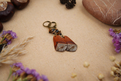 Pine Cone Earrings with Tiger's Eye & Shell Bead – view 5