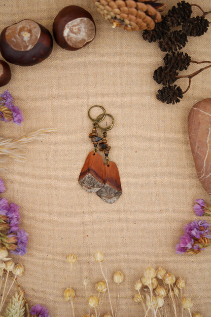 Pine Cone Earrings with Tiger's Eye & Shell Bead – view 9