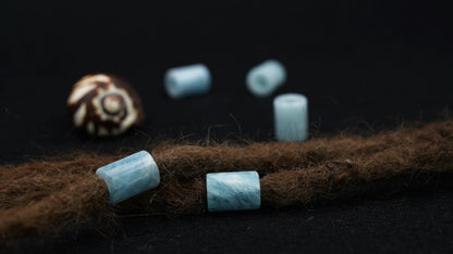 Aquamarine Dread Beads – Tube (Set of 2)