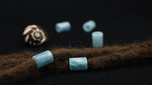 Aquamarin Dreadlockperlen – Tube (2er-Set)