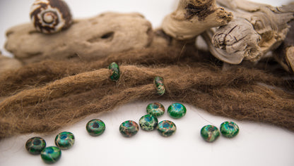 Imperial Jasper Dread Beads – Green Mini Donuts (Set of 2) – view 3