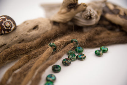 Imperial Jasper Dread Beads – Green Mini Donuts (Set of 2) – view 5