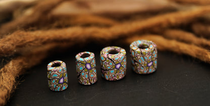 Mystic Mosaic – Handmade Polymer Clay Dread Bead – view 6