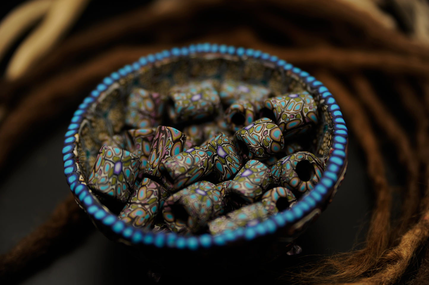 Mystic Mosaic – handgefertigte Fimonacci Dreadbead