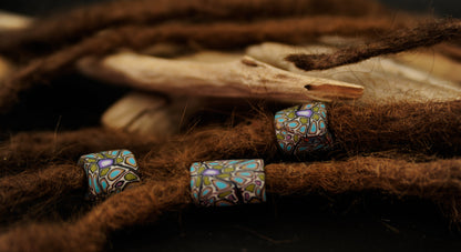 Mystic Mosaic – Handmade Polymer Clay Dread Bead – view 5