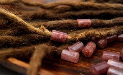 Erdbeerquarz Dreadlockperlen – Tube (2er-Set) – Ansicht 10