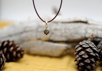 Necklace with Shell Pendant – 925 Silver & Brown Leather Cord – view 8