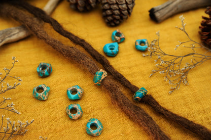 Imperial Jasper Dread Beads – Turquoise Mini Nuggets (Set of 2) – view 5