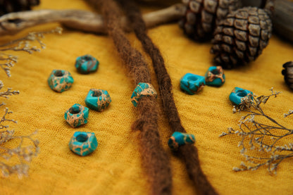 Imperial Jasper Dread Beads – Turquoise Mini Nuggets (Set of 2) – view 9