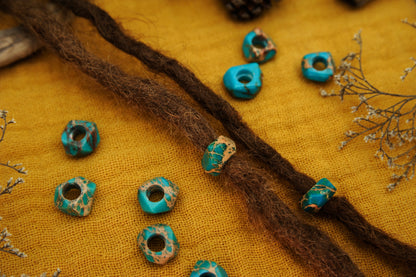 Imperial Jasper Dread Beads – Turquoise Mini Nuggets (Set of 2) – view 11