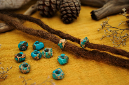Imperial Jasper Dread Beads – Turquoise Mini Nuggets (Set of 2) – view 13