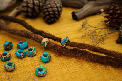 Imperial Jasper Dread Beads – Turquoise Mini Nuggets (Set of 2) – view 15