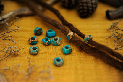 Imperial Jasper Dread Beads – Turquoise Mini Nuggets (Set of 2) – view 18
