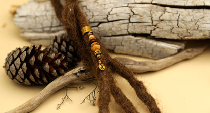 Wire Dread Bead with Dzi Bead, Ceramic & Brass – view 2