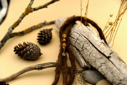 Wire Dread Bead with Dzi Bead, Ceramic & Brass – view 3